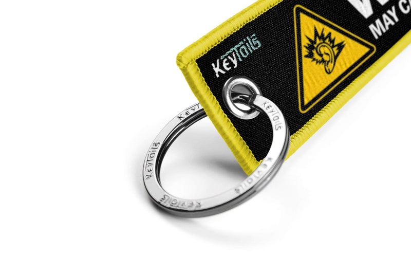 KEYTAILS Keychains, Premium Quality Key Tag for Motorcycle, Car, Scooter, ATV, UTV [Warning May Cause Hearing Damage - Yellow] - Image 2